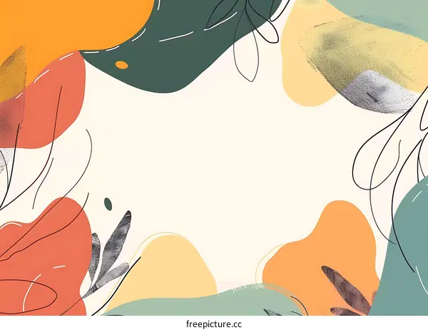 Abstract Background With Colorful Shapes And Leaves