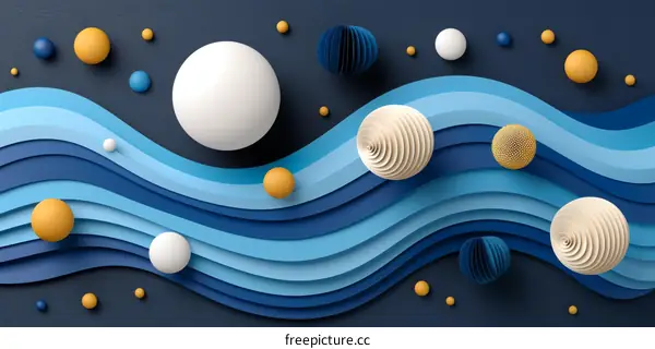 Blue and yellow abstract waves background