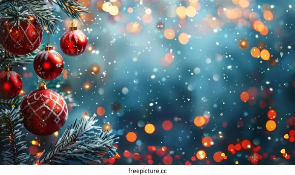 Christmas background with red and gold ornaments