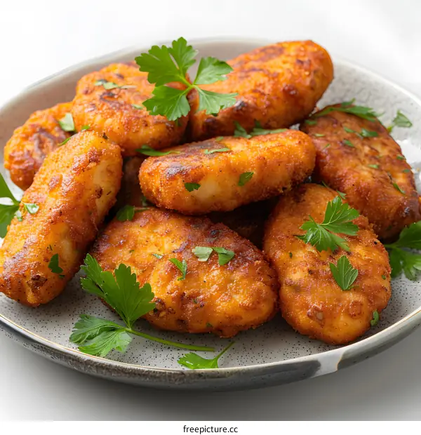 A plate of fried potato and cheese croquettes