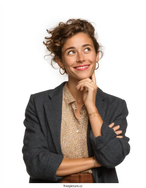 Thoughtful Caucasian Woman in Business Attire
