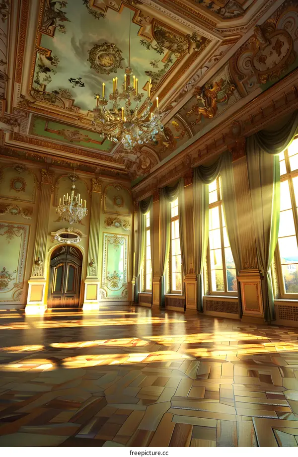 Elegant Ballroom Interior Design With Gold And White