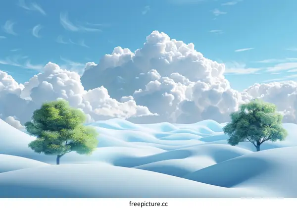 Two Trees in a Snowy Landscape