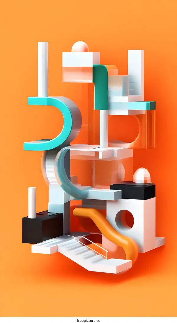 Abstract 3D Orange Background Geometric Shapes