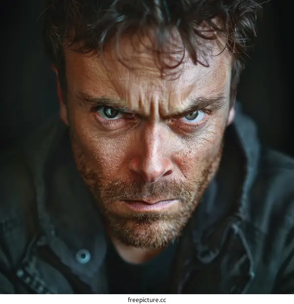 Close-up Portrait of an Angry Man