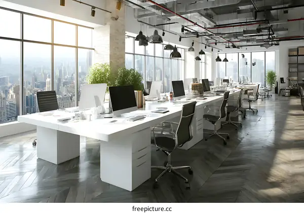 Modern Open Plan Office with City View
