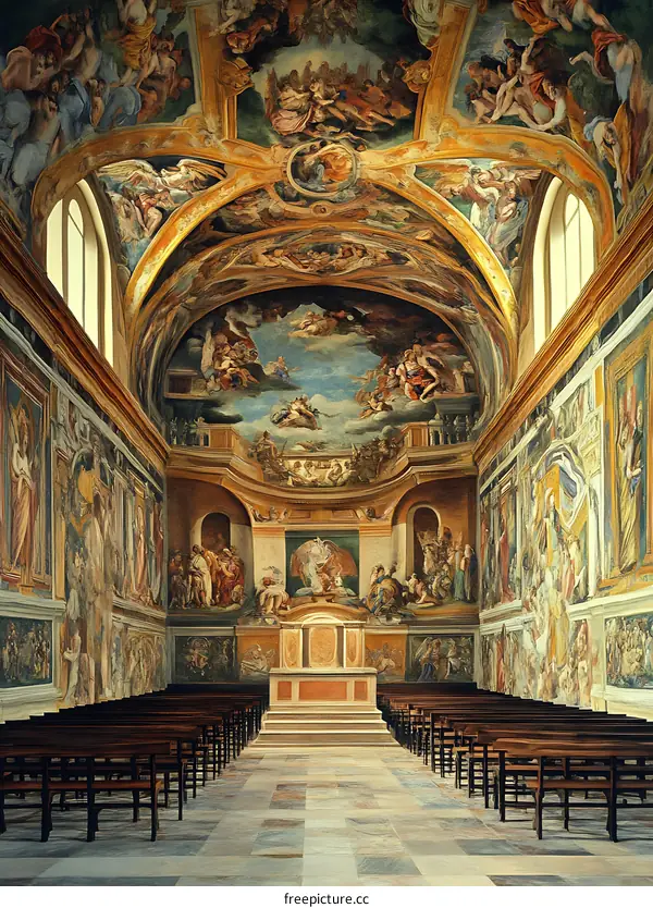 Ceiling Frescoes Inside Italian Church