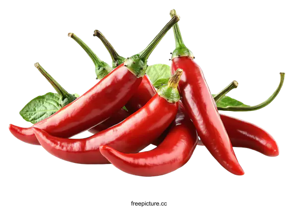 [Transparent Background PNG]Closeup of Fresh Red Chili Peppers