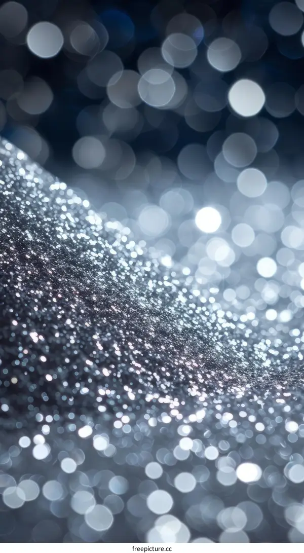 Glittering silver powder with blurred lights in the background