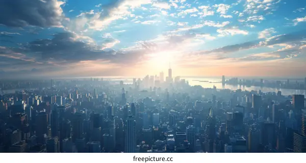 Sunrise over the New York City Skyline