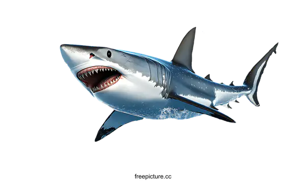 [Transparent Background PNG]Great White Shark Jumping Out of the Water
