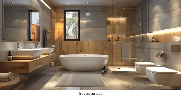 Modern Minimalist Bathroom Design with Natural Wood Accents
