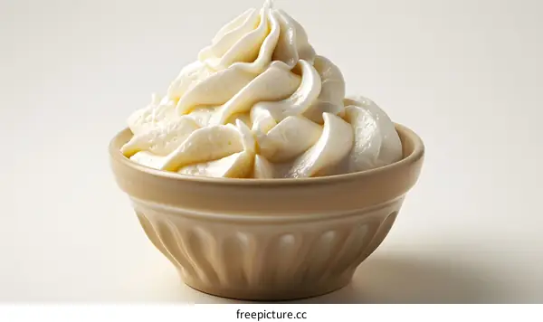Whipped cream in a bowl