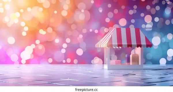 E-commerce and Online Shopping with Festive Small Shop and Gift Boxes