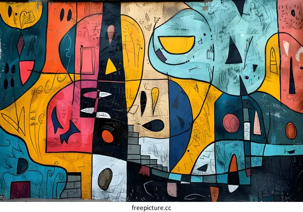 Abstract Colorful Wall Art With Geometric Shapes