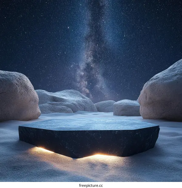 Dark Stone Platform Under Milky Way
