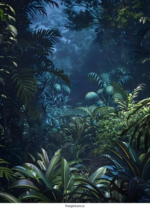 Tropical Rainforest Landscape Illustration
