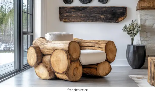 Rustic Log Chair in Modern Interior Design