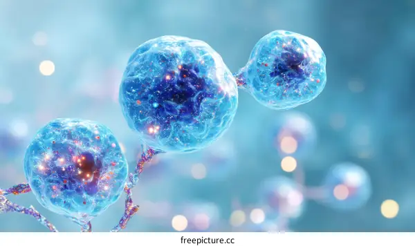 3D Illustration of Cells Under Microscope