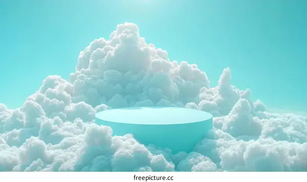 Abstract Cloud Sky Scene with Pastel Blue Platform
