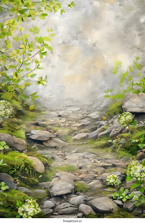 Green and Grey Stone Pathway Through a Forest