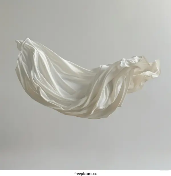 White silk fabric flowing in the air