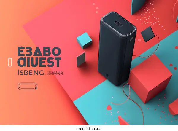 Portable Bluetooth Speaker on Colorful Geometric Background