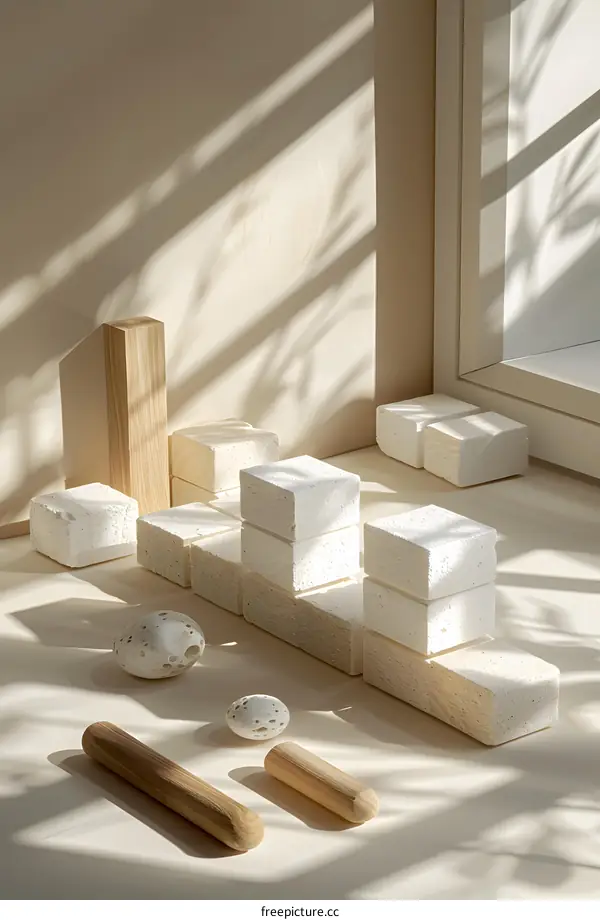 Still life with blocks and sticks