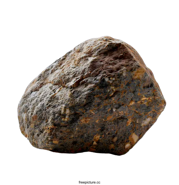 [Transparent Background PNG]Closeup of a Rough Brown Stone on a White Background