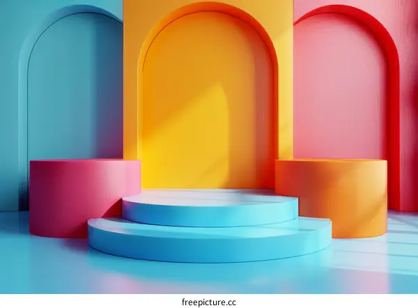 Colorful Geometric Display Platform Design