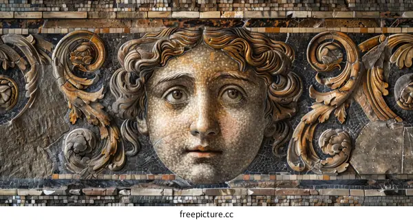 a mosaic artwork of a person's face