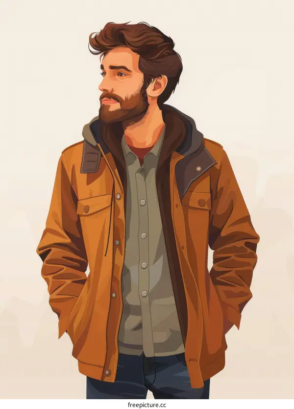 Portrait of a Bearded Man in a Brown Jacket