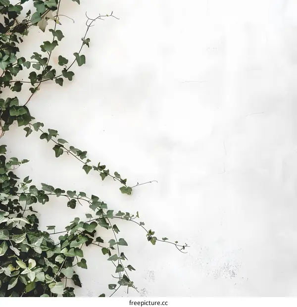 Green Ivy Climbing on White Wall