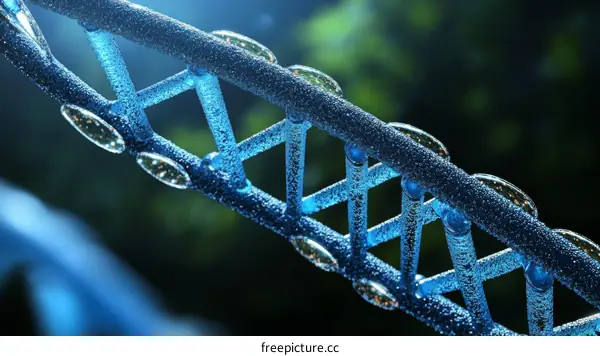 Close-up View of a DNA Double Helix Structure