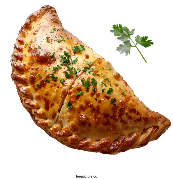 [Transparent Background PNG]Freshly Baked Calzone on White Background