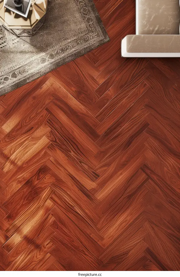 Herringbone Parquet Flooring with Dark Wood