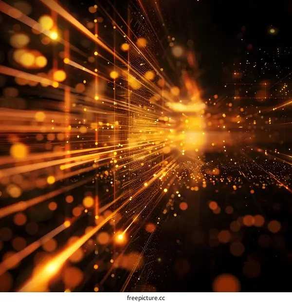 Abstract digital background with glowing particles and light rays