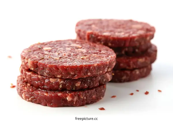 Raw hamburger patties