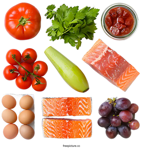 [Transparent Background PNG]Fresh Ingredients for a Healthy Meal