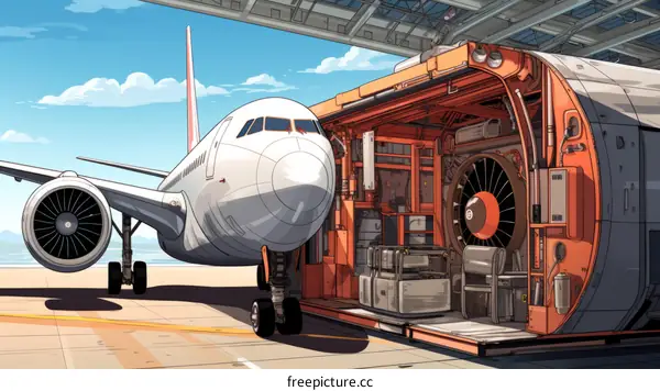An illustration of the interior of an airplane