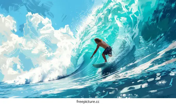 Man surfing on a big wave