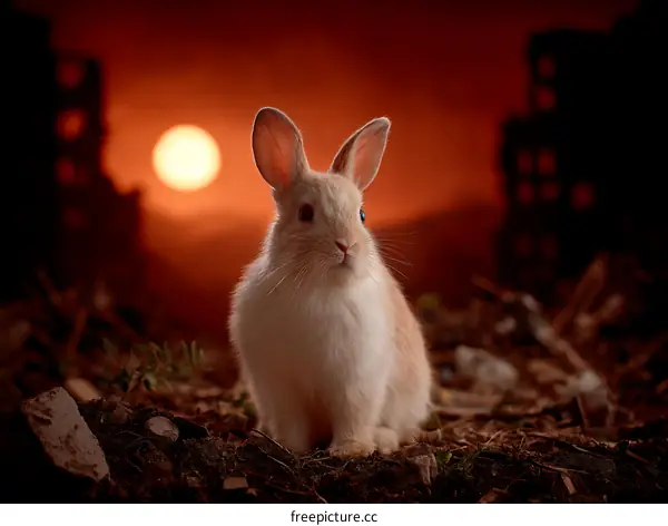 Cute Rabbit at Sunset Apocalypse