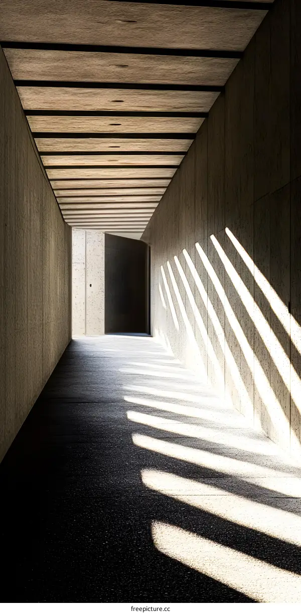 Concrete Hallway with Light Streaks