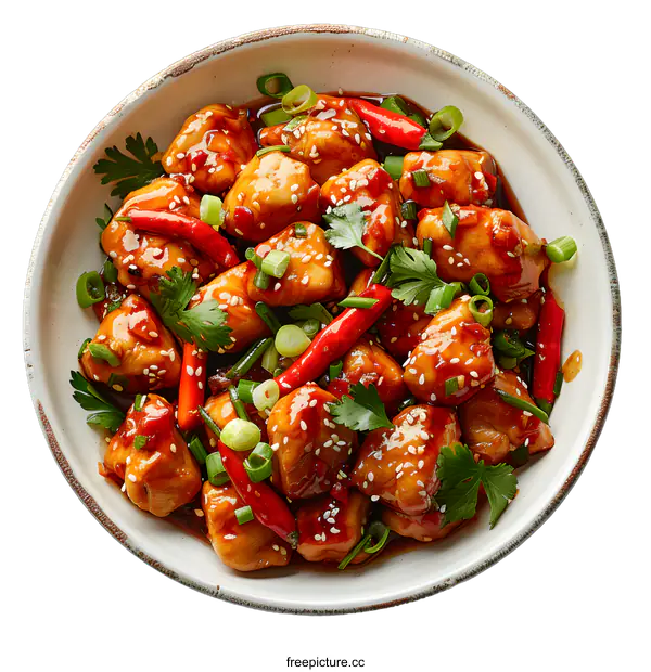 [Transparent Background PNG]Spicy Chicken with Sesame Seeds