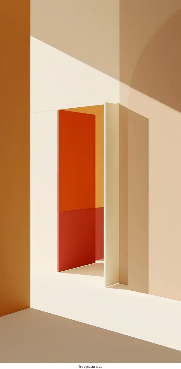 Minimalist Abstract Geometric Shapes in Red Orange and White