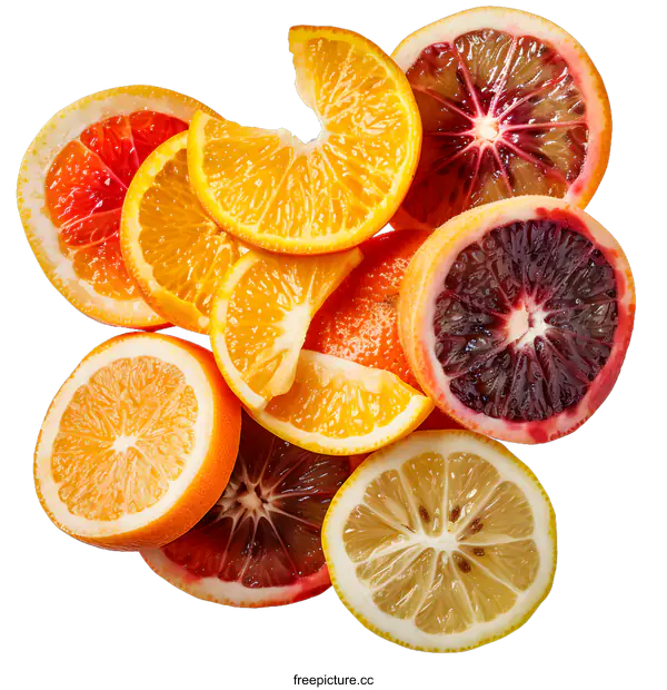 [Transparent Background PNG]Fresh Sliced Citrus Fruits on White Background