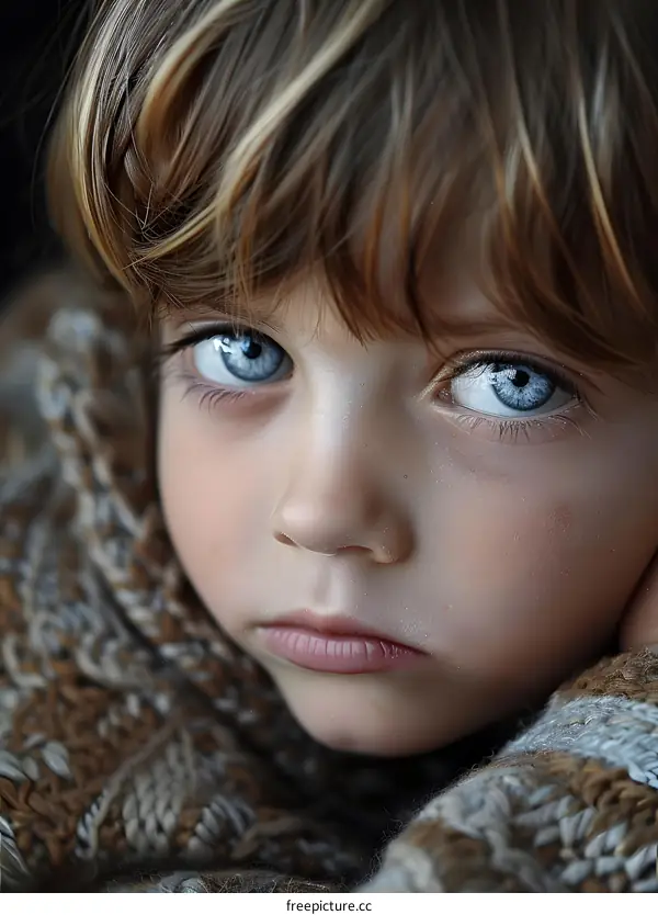 Portrait of a young boy with blue eyes