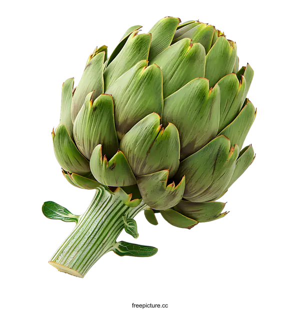 [Transparent Background PNG]Single Green Artichoke on White Background