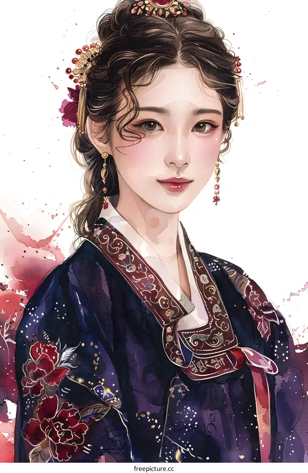 A beautiful Korean woman in traditional dress