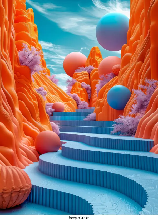 Blue and orange surreal landscape